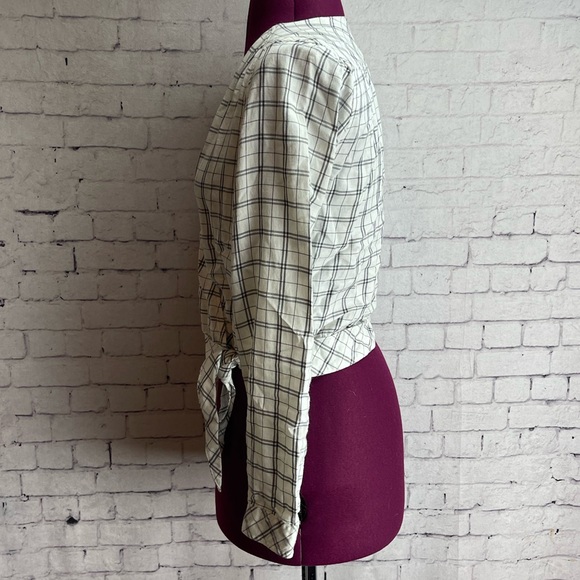 Abercrombie and fitch size XS long sleeve wrap shirt cream plaid - Picture 2 of 6